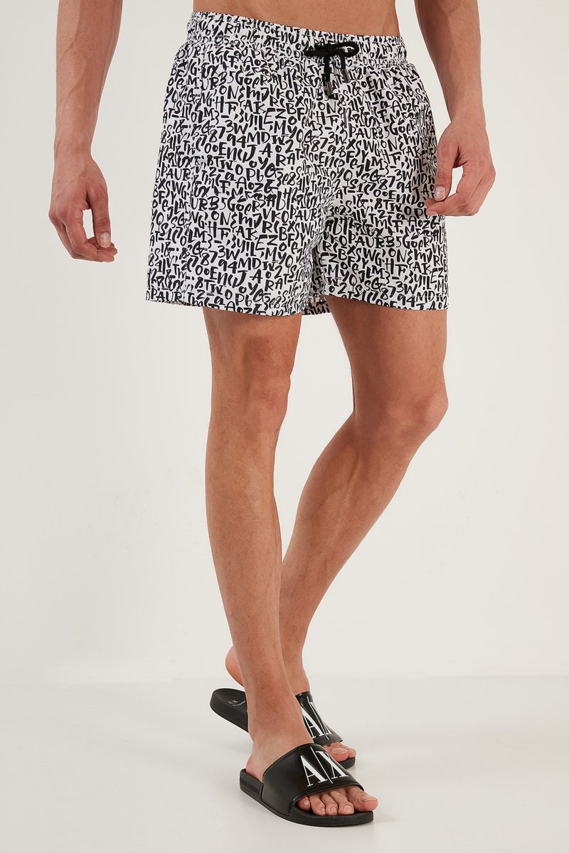 Buratti Text Printed Swim Shorts With Waistband Pocket Swimsuit Short Men's Swimsuit Short 380M816  - Image 2