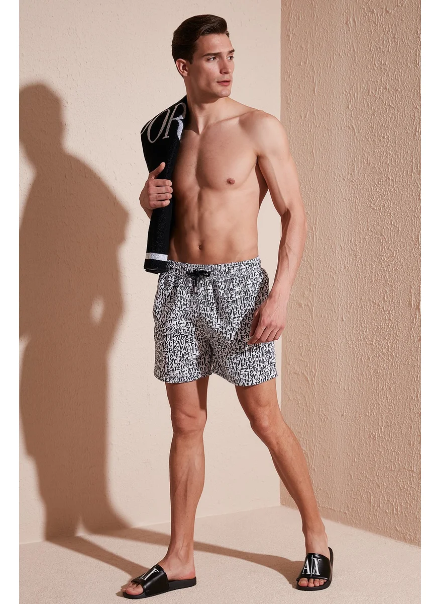 Buratti Text Printed Swim Shorts With Waistband Pocket Swimsuit Short Men's Swimsuit Short 380M816