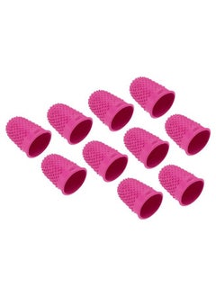 PATIKIL 0.87x1.3 Inch Rubber Finger Tips, 10 Pack Silicone Thumb Fingertip Protector Covers Guard Pads Thimble Grips for Office Counting Sewing, Rose Red XL Size  - Image 1