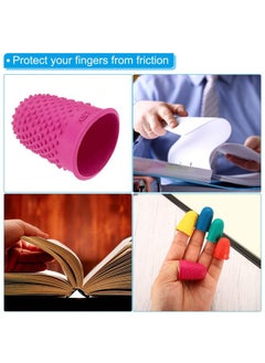 PATIKIL 0.87x1.3 Inch Rubber Finger Tips, 10 Pack Silicone Thumb Fingertip Protector Covers Guard Pads Thimble Grips for Office Counting Sewing, Rose Red XL Size  - Image 5