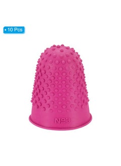 PATIKIL 0.87x1.3 Inch Rubber Finger Tips, 10 Pack Silicone Thumb Fingertip Protector Covers Guard Pads Thimble Grips for Office Counting Sewing, Rose Red XL Size  - Image 3