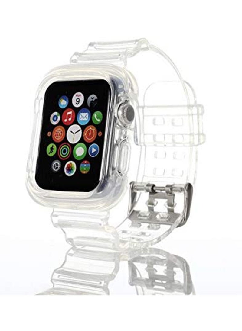 GT-Wheel - Clear Watch Band for Apple Watch, Transparent Clear Soft Silicone Sports iWatch Band Strap for Apple Watch Series 6/5/4/SE - Image 1