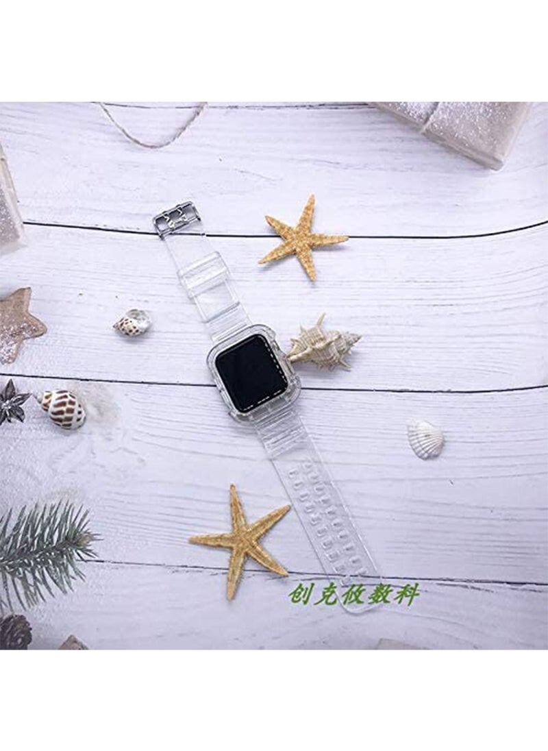 GT-Wheel - Clear Watch Band for Apple Watch, Transparent Clear Soft Silicone Sports iWatch Band Strap for Apple Watch Series 6/5/4/SE - Image 1