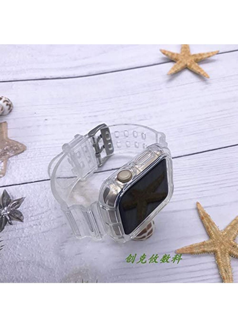 GT-Wheel - Clear Watch Band for Apple Watch, Transparent Clear Soft Silicone Sports iWatch Band Strap for Apple Watch Series 6/5/4/SE - Image 1