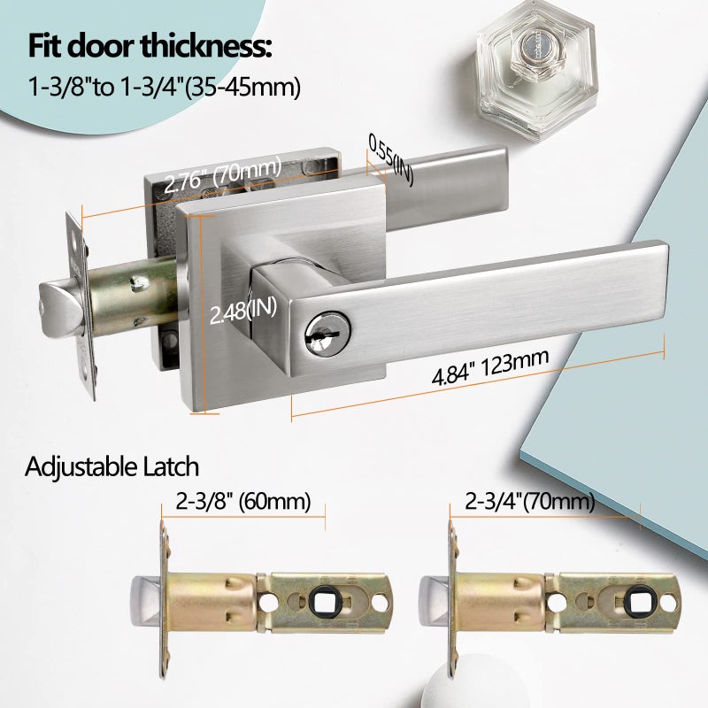 Newbang Keyed Entry Lever Lock For Exterior Door And Front Door Heavy Duty Lever Door Lock Handle Satin Nickel Finish - Image 4