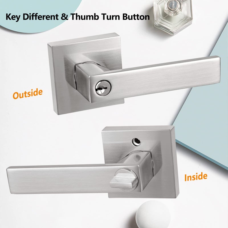 Newbang Keyed Entry Lever Lock For Exterior Door And Front Door Heavy Duty Lever Door Lock Handle Satin Nickel Finish - Image 3
