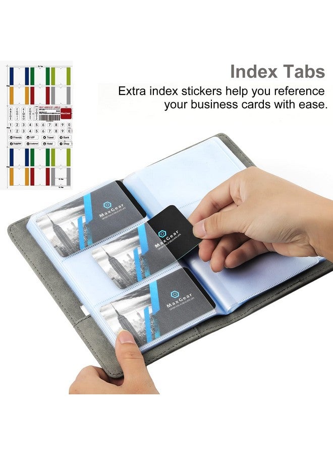 MaxGear Business Card Organizer, Portable Business Card Holder Book For Men & Women, 240 Business Cards Credit Card Binder Professional Business Card Holders Name Card Holder File Storage, Dark Gray - Image 2