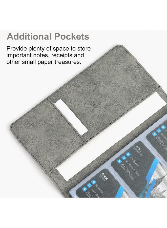 MaxGear Business Card Organizer, Portable Business Card Holder Book For Men & Women, 240 Business Cards Credit Card Binder Professional Business Card Holders Name Card Holder File Storage, Dark Gray - Image 4