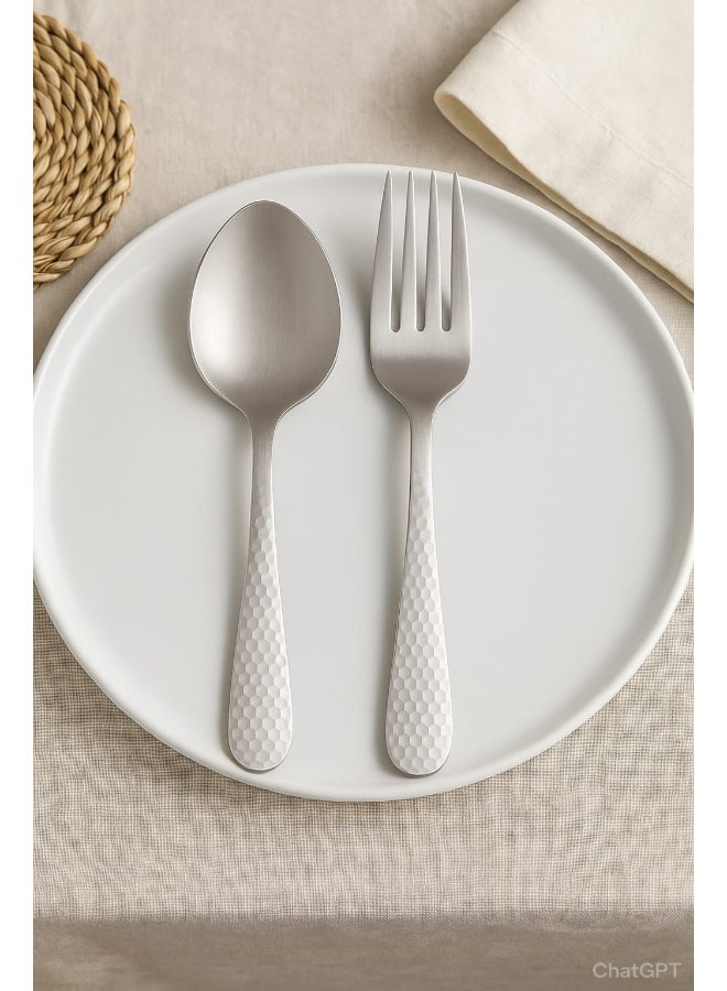 ايست من نون طقم أدوات مائدة فضي من الفولاذ المقاوم للصدأ المطروق، ١٢ قطعة، مناسب لستة أشخاص، في علبة هدايا. طقم أدوات مائدة فضية مع سكين وشوكة وملعقة، أدوات مائدة أنيقة للاستخدام اليومي، بلمسة نهائية عاكسة. آمن للاستخدام في غسالة الأطباق. - Image 5