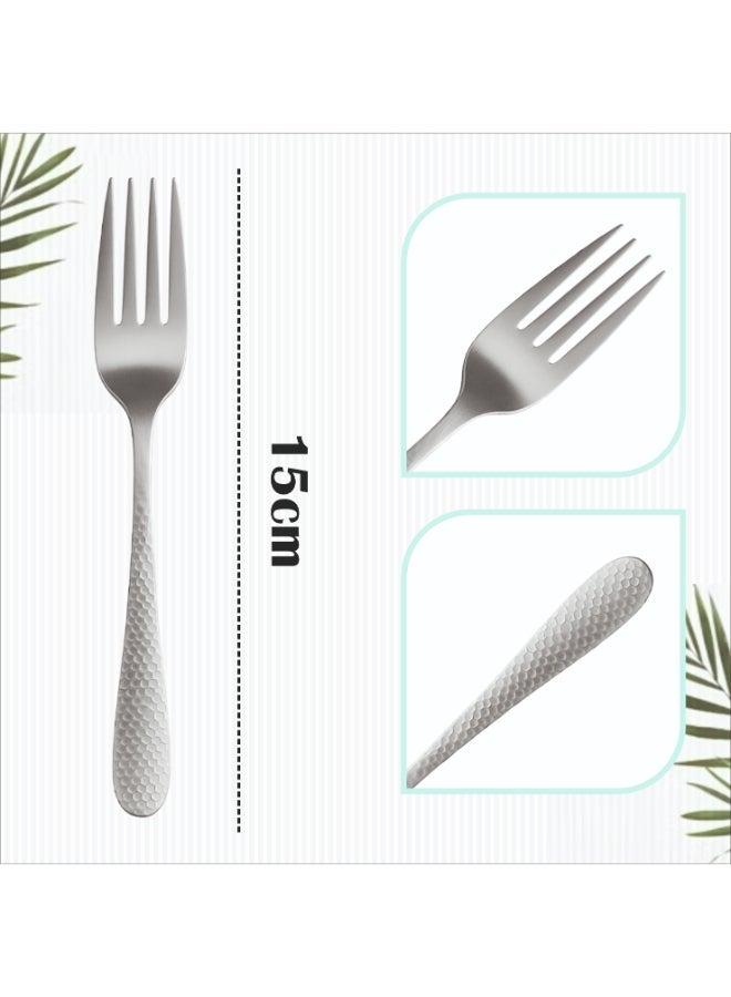ايست من نون طقم أدوات مائدة فضي من الفولاذ المقاوم للصدأ المطروق، ١٢ قطعة، مناسب لستة أشخاص، في علبة هدايا. طقم أدوات مائدة فضية مع سكين وشوكة وملعقة، أدوات مائدة أنيقة للاستخدام اليومي، بلمسة نهائية عاكسة. آمن للاستخدام في غسالة الأطباق. - Image 2