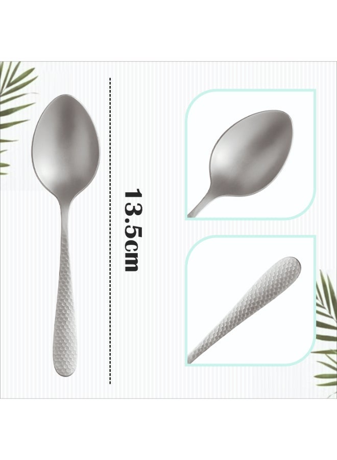 ايست من نون طقم أدوات مائدة فضي من الفولاذ المقاوم للصدأ المطروق، ١٢ قطعة، مناسب لستة أشخاص، في علبة هدايا. طقم أدوات مائدة فضية مع سكين وشوكة وملعقة، أدوات مائدة أنيقة للاستخدام اليومي، بلمسة نهائية عاكسة. آمن للاستخدام في غسالة الأطباق. - Image 4