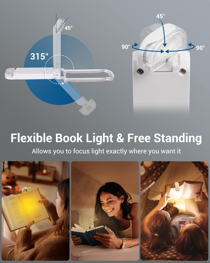 DEWENWILS USB Rechargeable Book Reading Light, 3000K Warm White, Brightness Adjustable Clip on LED Bookmark Lamp at Night in Bed, Portable Booklight for Bookworms, Kids - Image 4