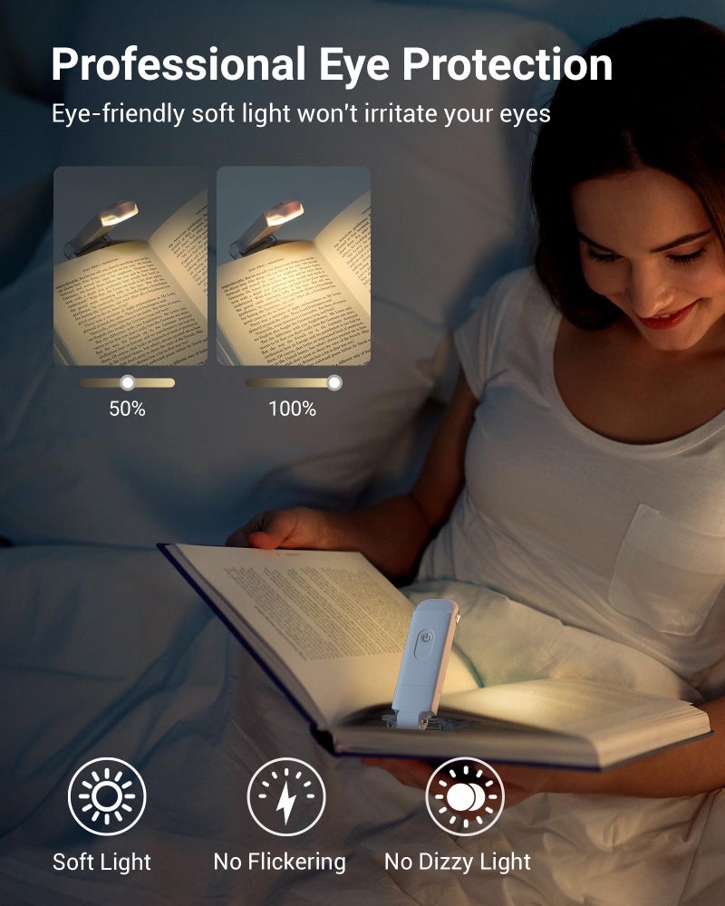 DEWENWILS USB Rechargeable Book Reading Light, 3000K Warm White, Brightness Adjustable Clip on LED Bookmark Lamp at Night in Bed, Portable Booklight for Bookworms, Kids - Image 2