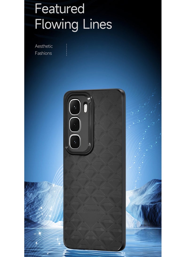 دبليو تيك غلاف هاتف إنفنكس هوت 60i 4G 2025 بتصميم جلدي مضاد للخدوش، مظهر أنيق، إنهاء مطفي، إحساس فاخر - أسود - Image 2