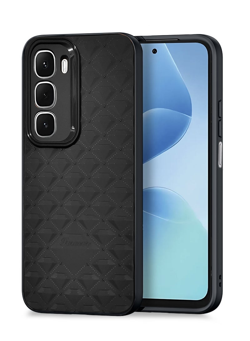 دبليو تيك غلاف هاتف إنفنكس هوت 60i 4G 2025 بتصميم جلدي مضاد للخدوش، مظهر أنيق، إنهاء مطفي، إحساس فاخر - أسود - Image 1