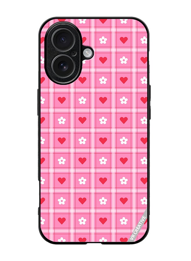 VR CREATIVE Protective Case Cover For Apple iPhone 17 Cute Heart Love Daisy Flower Red Pink Design Multicolour