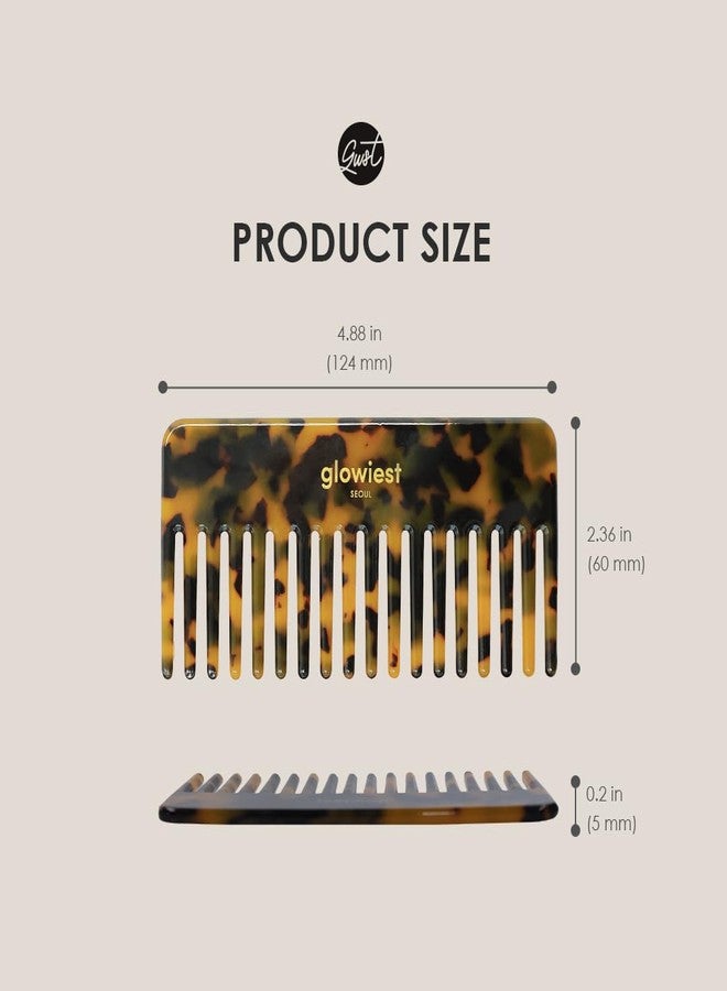 glowiest Premium Acetate Hair Comb with Calfskin Case - Anti-Static Detangling Comb for Wet & Dry Hair, Smooth Rounded Teeth for Scalp Care & Even Product Distribution (Travel Size), Hair Brush - Image 4