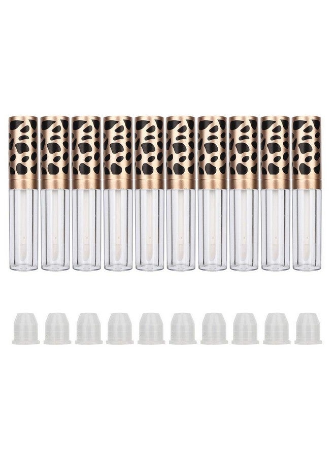 Qiterr 10Pcs Empty Lip Gloss Tubes With Wand Refillable Lip Gloss Containers Diy Empty Lip Balm Tubes Makeup Tool (5Ml/Pc Leopard Print Gold Ring)  - Image 1