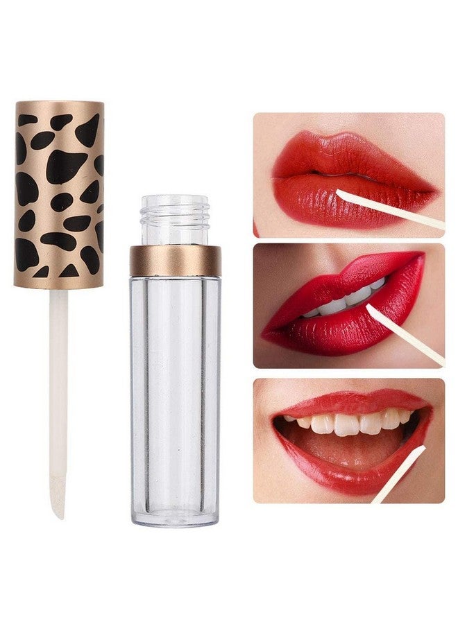 Qiterr 10Pcs Empty Lip Gloss Tubes With Wand Refillable Lip Gloss Containers Diy Empty Lip Balm Tubes Makeup Tool (5Ml/Pc Leopard Print Gold Ring)  - Image 3