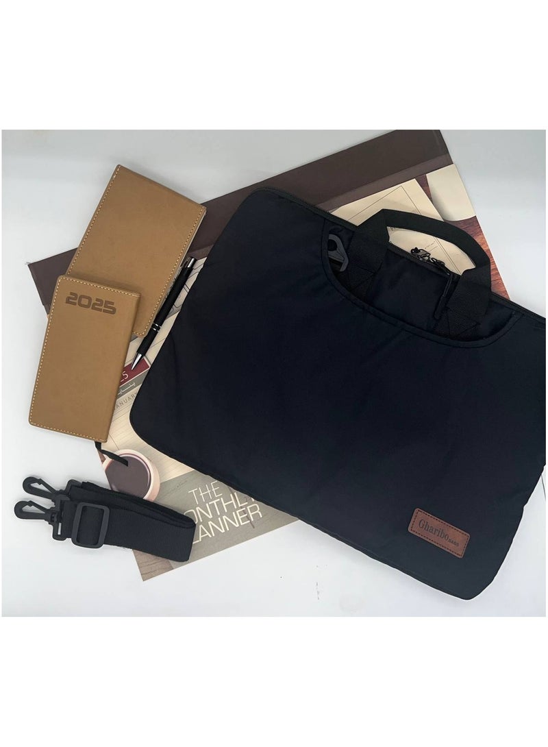 غريبو للحقائب حقيبة لابتوب موديل 3 مقاس 14 بوصة لون أسود سادة - Image 1