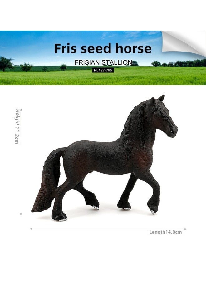 Simulation Solid Wild Animal Model Steed Black Horse Qianli Horse White Horse Ranch Children's Plastic Children's Toys-Color:PL127-795 Frith Stallion  - Image 1