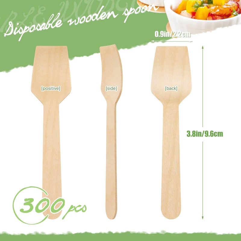 WYOMER 600 Pieces of Disposable Mini Wooden Tasting Spoons  3.75 Inches Long - Ideal for Sampling Ice Cream and Other Delights - Image 2