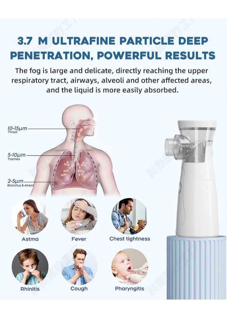 Angmei - Automatic Medical Portable Steam Inhaler，Electronic Mesh ultrasonic steamer Inhaler for Adults and Children，Relieve Allergies, Asthma and Breathing Problems - Image 1