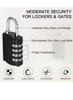 KASTWAVE Combination Lock, KASTWAVE Travel Bag Lock, 4 Pack, 4 Digit Combination Padlock for Traveling Toolbox School Gym Door Locker Suitcases Employee Hasp Storage  - Image 3