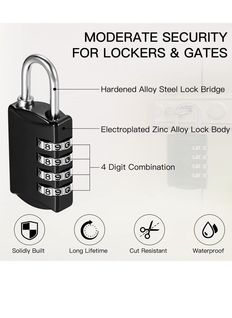 KASTWAVE - Combination Lock, KASTWAVE Travel Bag Lock, 4 Pack, 4 Digit Combination Padlock for Traveling Toolbox School Gym Door Locker Suitcases Employee Hasp Storage - Image 1