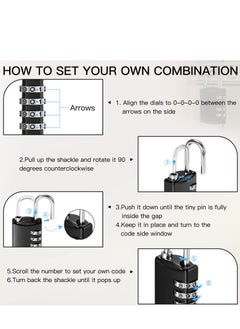 KASTWAVE Combination Lock, KASTWAVE Travel Bag Lock, 4 Pack, 4 Digit Combination Padlock for Traveling Toolbox School Gym Door Locker Suitcases Employee Hasp Storage  - Image 4