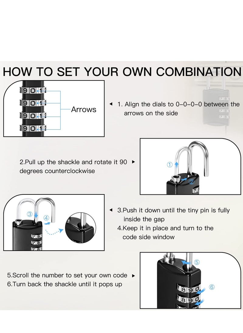 KASTWAVE - Combination Lock, KASTWAVE Travel Bag Lock, 4 Pack, 4 Digit Combination Padlock for Traveling Toolbox School Gym Door Locker Suitcases Employee Hasp Storage - Image 1