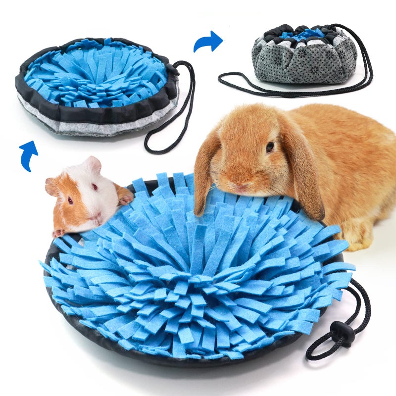 OVMKOV Rabbit Foraging Mat Interactive Feed Game for Boredom Small Pet Puzzle Toy OVMKOV 944 x 944 Polar Fleece Snuffle Pad Bed Nosework Feeding Mat for Bunny Hamster Guinea Pigs Ferrets Chinchillas - Image 2