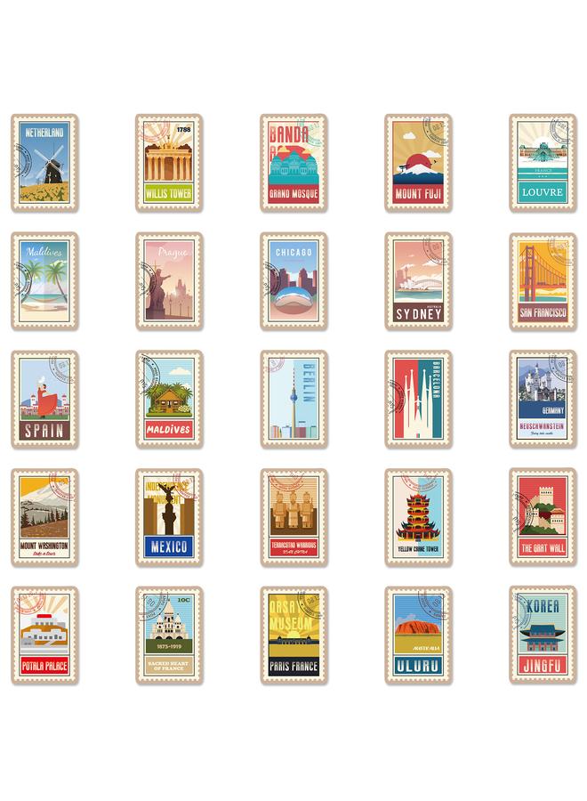 Bluejw 100 World Landmark Stickers World City Landmark Stickers Travel Materials Famous Logo Building Stickers - Image 5