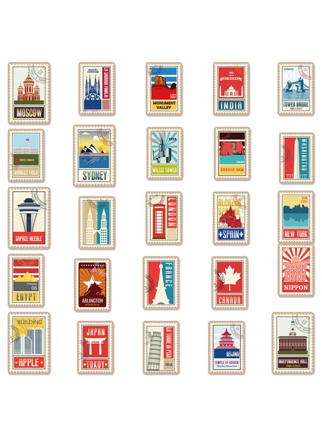 Bluejw 100 World Landmark Stickers World City Landmark Stickers Travel Materials Famous Logo Building Stickers - Image 4