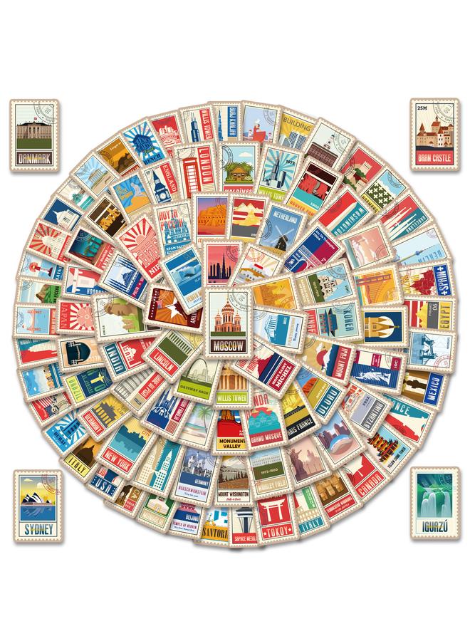 Bluejw 100 World Landmark Stickers World City Landmark Stickers Travel Materials Famous Logo Building Stickers - Image 1