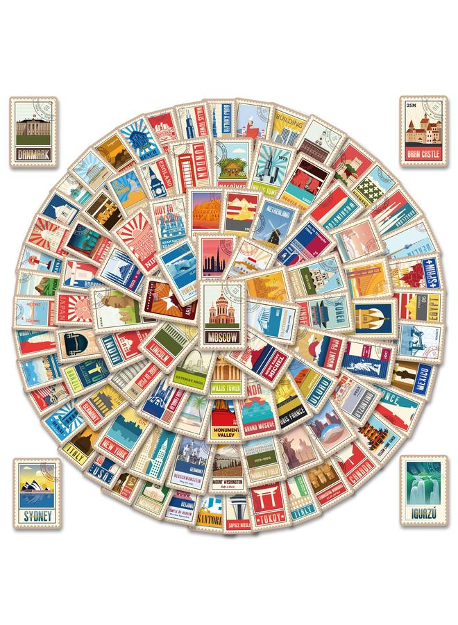 Bluejw 100 World Landmark Stickers World City Landmark Stickers Travel Materials Famous Logo Building Stickers - Image 2