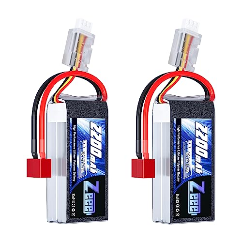 Zeee 2S 2200mAh Shorty Lipo Battery 7.4V 50C RC Battery with T Connector Soft Pack for 1/16 Slash RC Car RC Truck RC Helicopter Airplane Quadcopter Drone RC Boat Racing Models (2 Pack) - Image 1