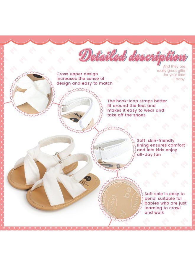 Meckior Infant Baby Girls Boys Summer Sandals Open Toe Lace Princess Dress Wedding Flats Shoes Newborn Toddler Soft Non-slip Sole First Walker Crib Shoes - Image 5