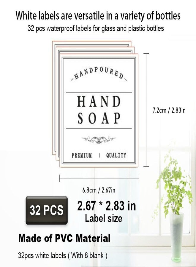 Amzlabel Waterproof Labels for Shower Bottles, Hand Soap Shampoo and Conditioner Label, Mouthwash Dispenser Label for Bathroom, White PVC Self-Adhesive Labels for Bathroom (32PCS) (White) - Image 2
