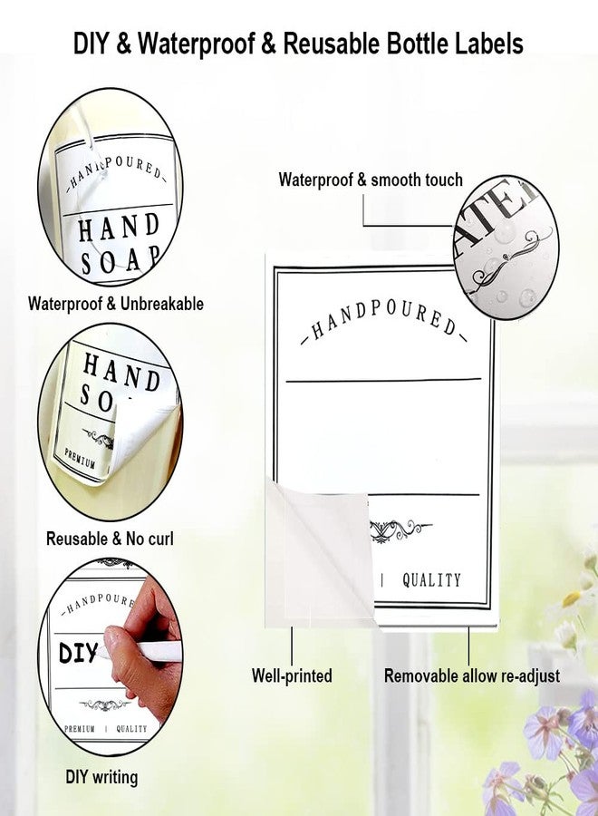 Amzlabel Waterproof Labels for Shower Bottles, Hand Soap Shampoo and Conditioner Label, Mouthwash Dispenser Label for Bathroom, White PVC Self-Adhesive Labels for Bathroom (32PCS) (White) - Image 3