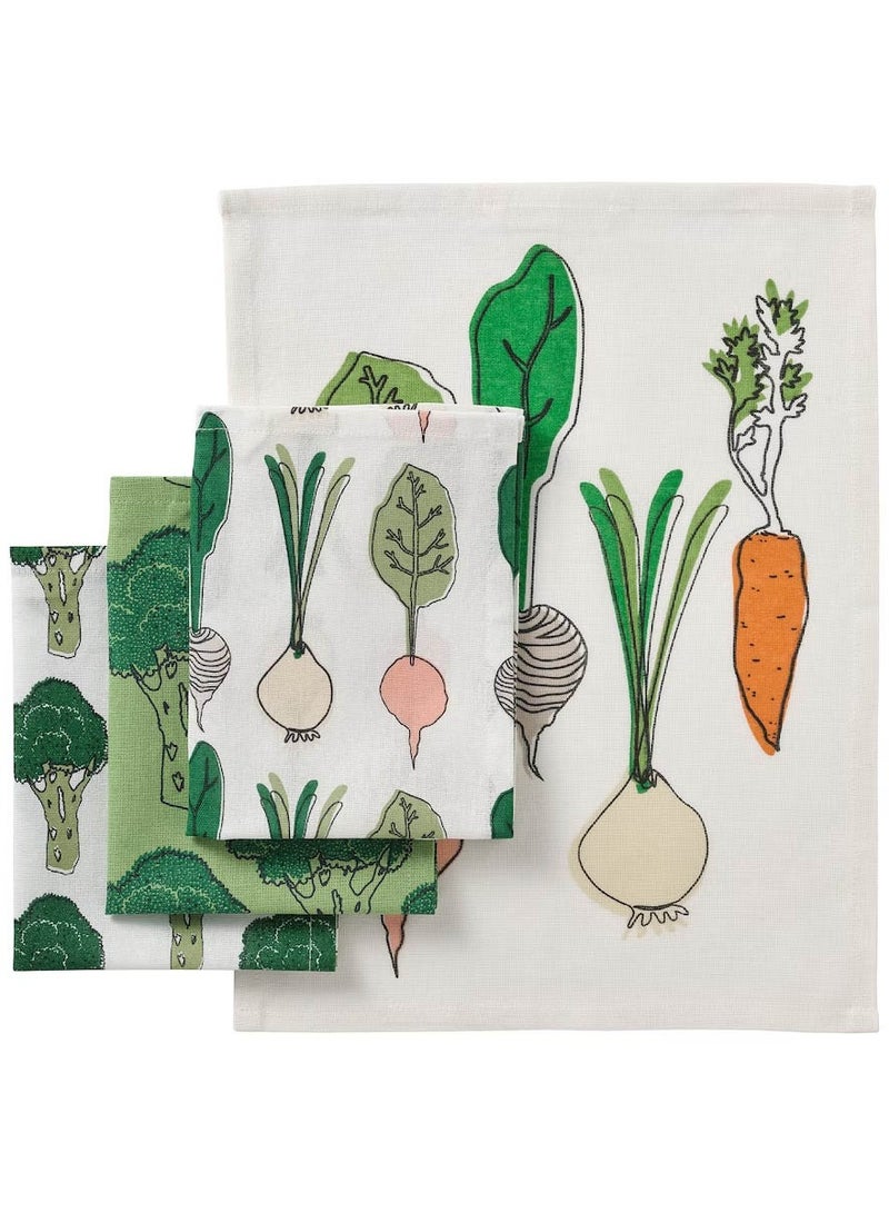 RINNIG Renege tea towel white/dark grey/patterned - Image 2