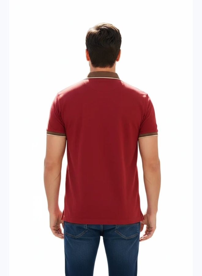 Signature Markhor Men's Polo Shirt, Maroon, Breathable Cotton, Classic Fit - Image 3