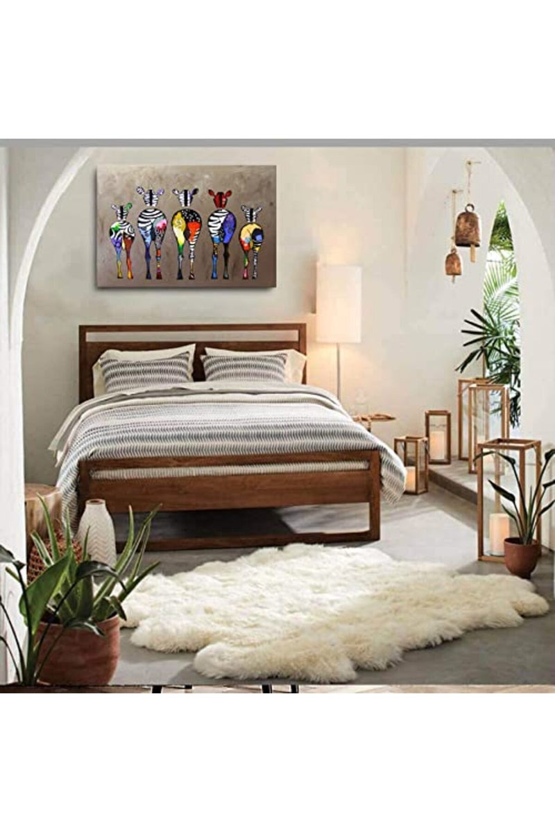 AKOTAC Funny Zebra Butt Bathroom Wall Art Colorful Cute Animals Bedroom Posters Canvas Painting Wall Decor Picture Prints Artwork for Kids Room Nursery Living Room Home Decoration Framed - Image 2