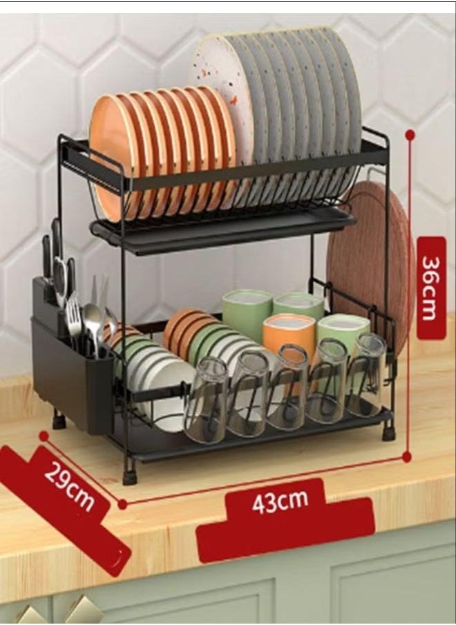 Joshberg 2 Layer Kitchen Dish Rack with Drainer Dish Drying Stand  - Image 2
