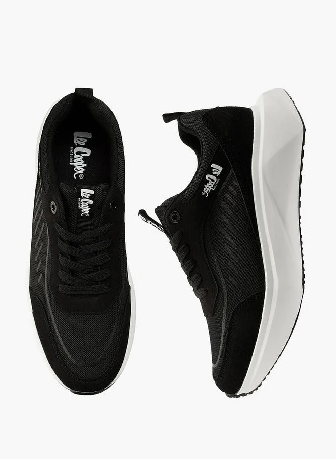 Lee Cooper Men's Panelled Lace-Up Sneakers with Pull Tabs