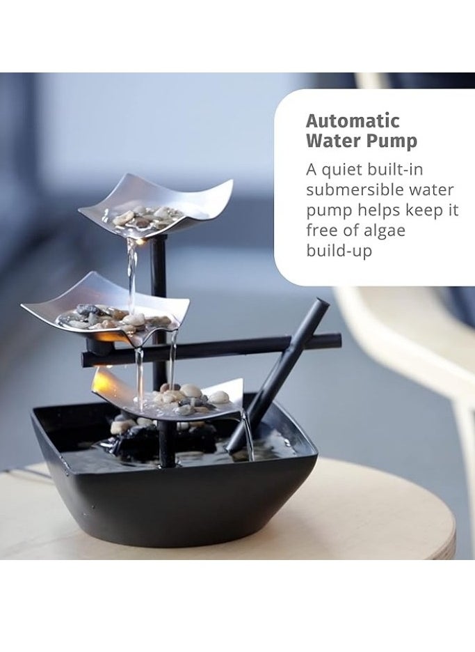 M MIAOYAN Tabletop fountain, home decor soothing sound machine with automatic pump, deep basin and natural river rocks. Perfect for home office decor, living room decor or bedroom decor  - Image 4