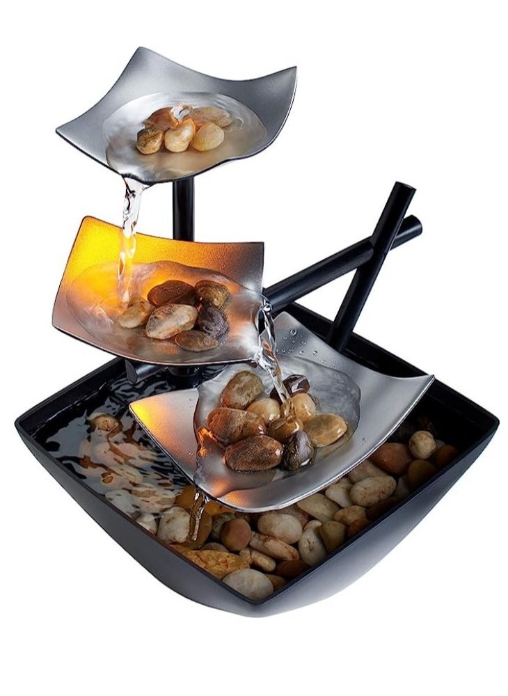 M MIAOYAN Tabletop fountain, home decor soothing sound machine with automatic pump, deep basin and natural river rocks. Perfect for home office decor, living room decor or bedroom decor  - Image 1
