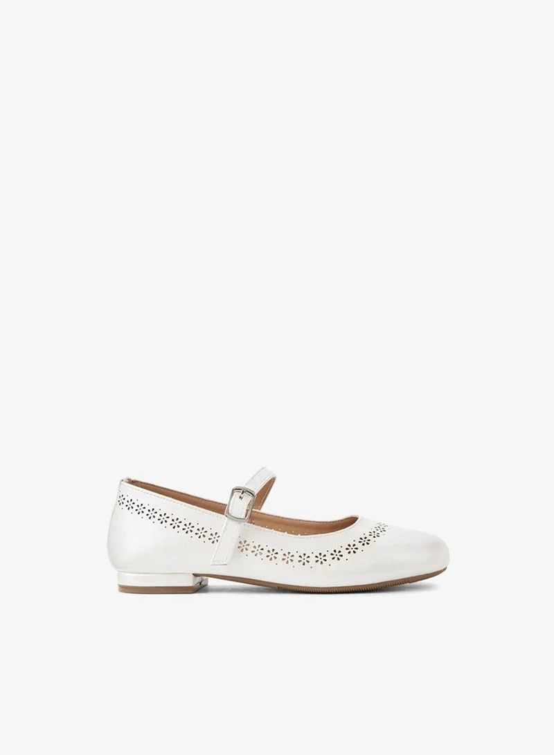 Little Missy WHITE Girls Laser Cut Ballerina Shoes for Women | Best Price UAE