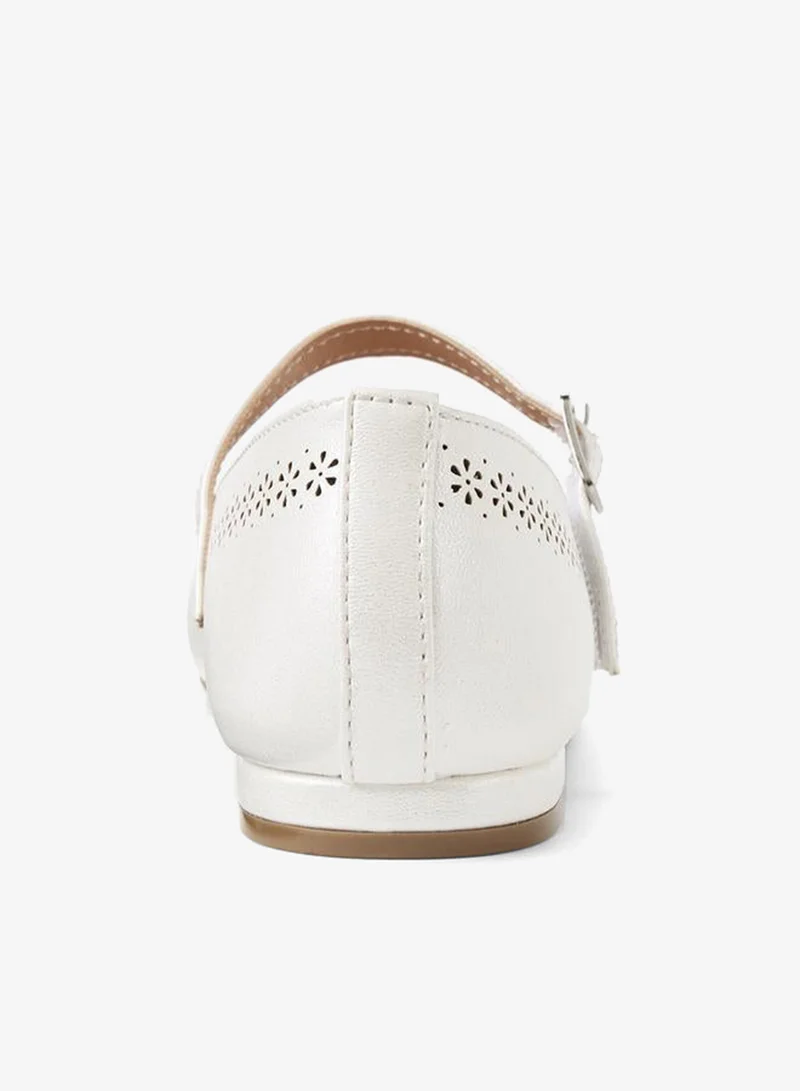 Little Missy WHITE Girls Laser Cut Ballerina Shoes for Women | Best Price UAE