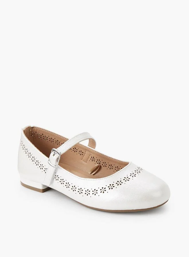 ليتل ميسي Girls Laser Cut Ballerina Shoes